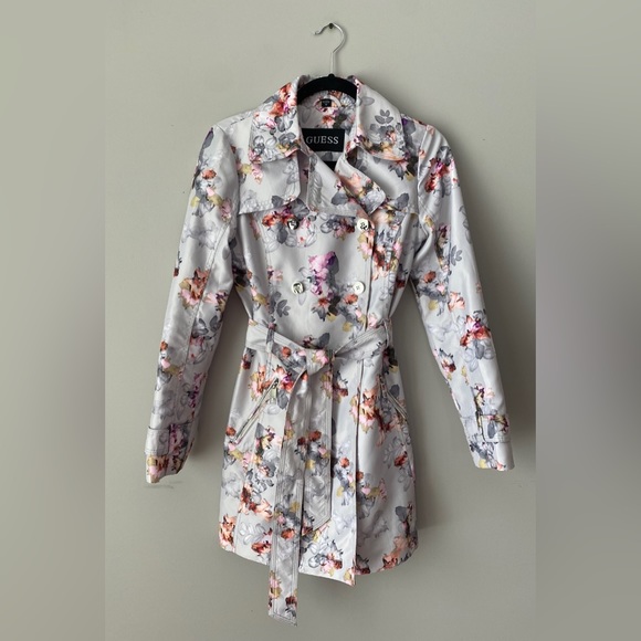 GUESS Floral Double-Breasted Water-Resistant Trench Coat size XS - Picture 4 of 14